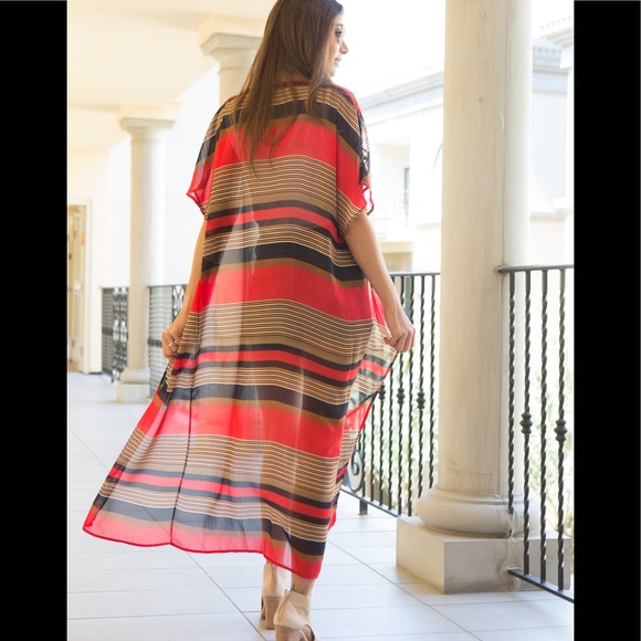 NWT Long Stripes Kimono MADE IN USA - Picture 5 of 6